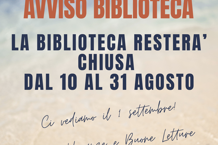 Avviso Biblioteca Comunale di Pumenengo — chiusura estiva