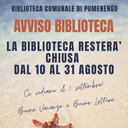 Avviso Biblioteca Comunale di Pumenengo — chiusura estiva